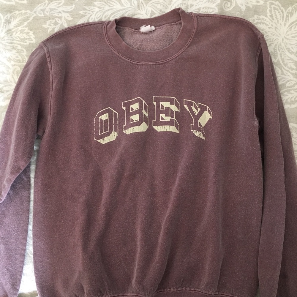 purple urban outfitters OBEY crew neck